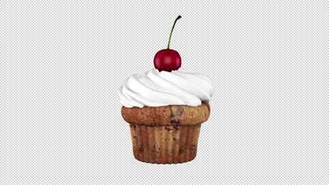 Cupcake Cherry Dessert Alpha Channel Looped Video Stock Footage 148266509
