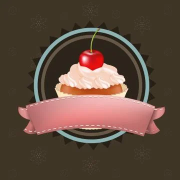 Cupcake with cherry Stock Illustration