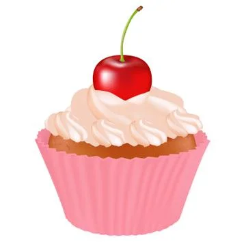 Cupcake with cherry Stock Illustration