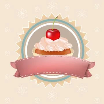 Cupcake with cherry Stock Illustration