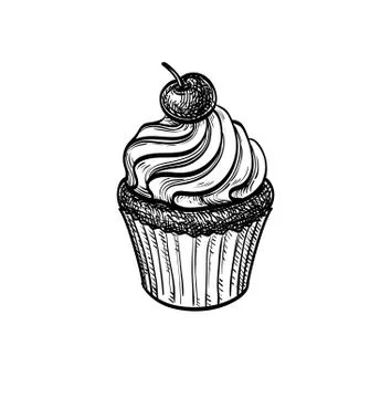 Cupcake with cherry. Stock Illustration