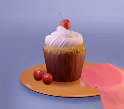 Cupcake with cherry Illustrazione stock