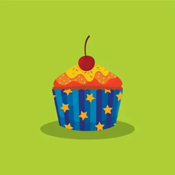Cupcake With Cherry Illustrazione stock