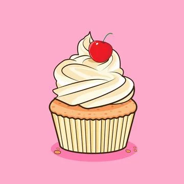 Cupcake with cherry illustration vector graphic Stock Illustration