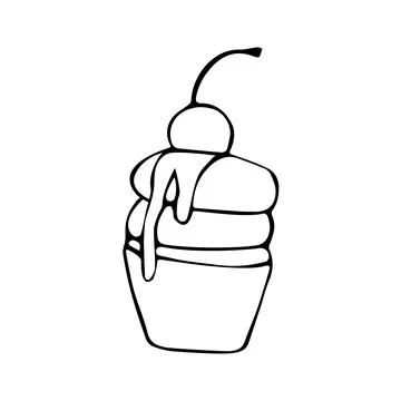 Cupcake with cherry on top Stock Illustration