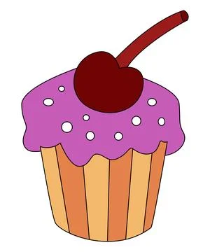 Cupcake cherry on white background Stock Illustration