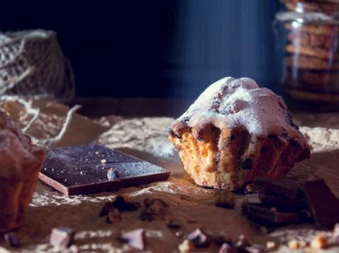 Cupcake with chocolate Stock Photos