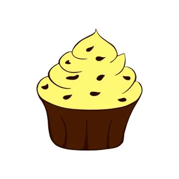 Cupcake with chocolate sprinkles isolated on a white background. Sweet Dessert Stock Illustration