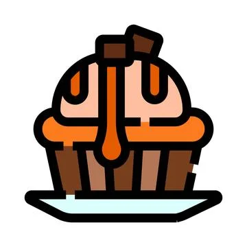 Cupcake with chocolate syrup and candy topping Stock Illustration