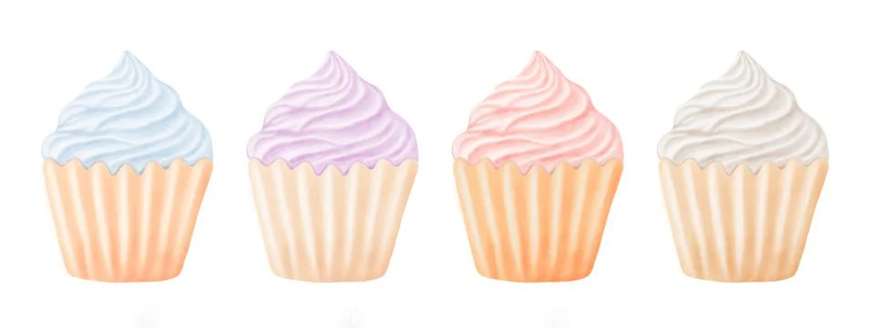 Cupcake clipart set Stock Illustration