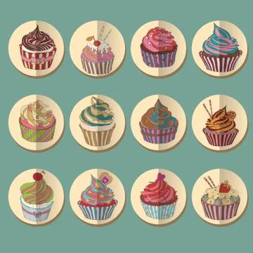 Cupcake colorful icon. Stock Illustration