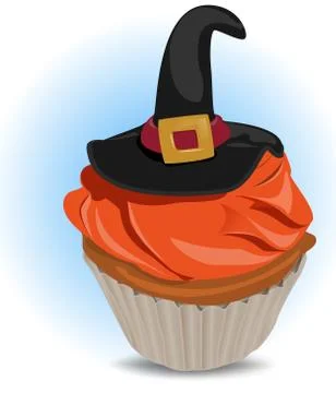 Cupcake with a decorative hat at top. Stockillustratie