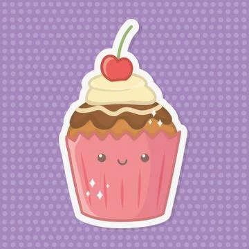 Cupcake dessert cartoon design vector illustrator Stock Illustration