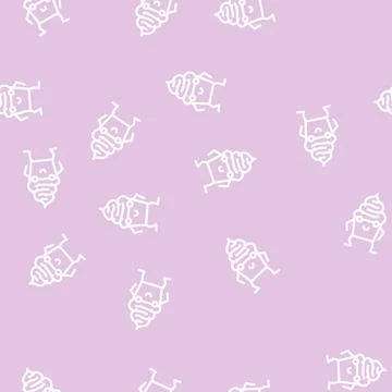Cupcake dessert character line vector seamless pattern Illustrazione stock