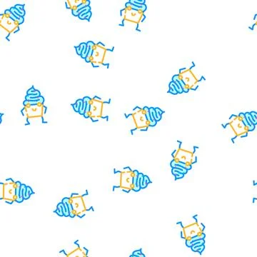 Cupcake dessert character vector seamless pattern 스톡 일러스트