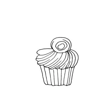 Cupcake dessert with creamy top. Vector illustration Stock Illustration