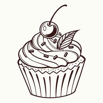 Cupcake Dessert Flat Vector Illustration Stock Illustration