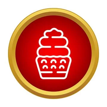 Cupcake dessert icon in red circle button Stockillustratie