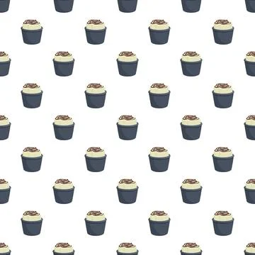 Cupcake dessert pattern creating sweet food background Stock Illustration
