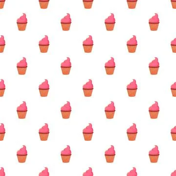 Cupcake dessert pattern with pink frosting 스톡 일러스트