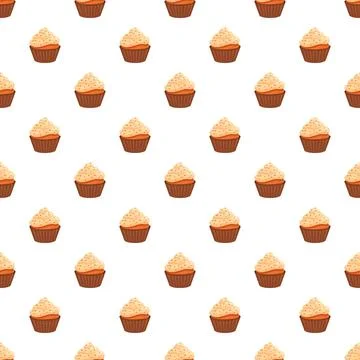 Cupcake dessert repeating seamless pattern on white background 스톡 일러스트