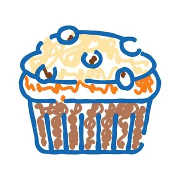 Cupcake doodle drawing with chocolate chips and icing イラスト素材
