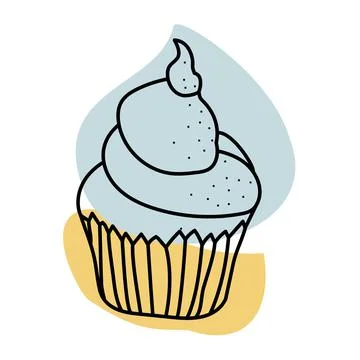 Cupcake doodle icon for web and kitchen wear Stock Illustration
