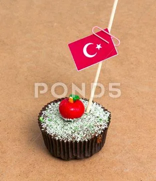 Cupcake with flag of turkey Stock Photos