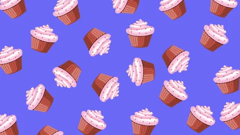 Cupcake flat animation color background Stock Footage 179048936