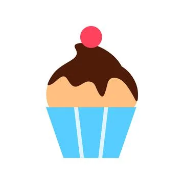 Cupcake flat icon isolated on white background. Stock Illustration