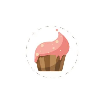Cupcake flat icon on white background Stock Illustration