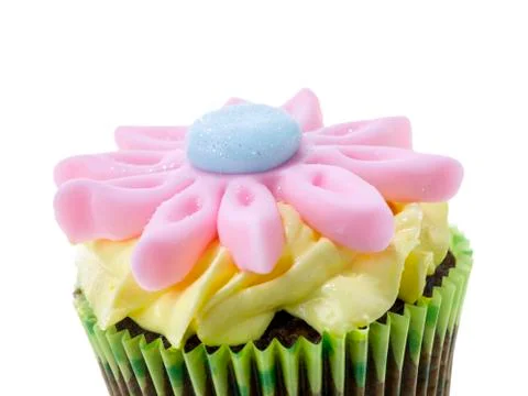 Cupcake with a flower on top Stock Photos