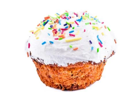 Cupcake, glazed easter cake isolated on white Stock Photos