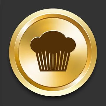 Cupcake on Golden Internet Button Stock Illustration