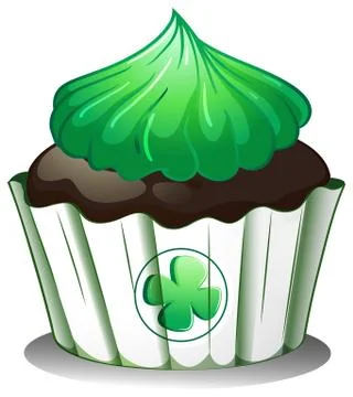 A cupcake with a green icing Stock Illustration