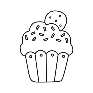 Cupcake in hand drawn doodle style Stock Illustration