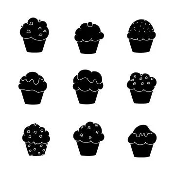 Cupcake hand drawn solid icon vector illustration 스톡 일러스트