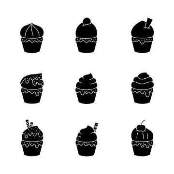 Cupcake hand drawn solid icon vector illustration 스톡 일러스트