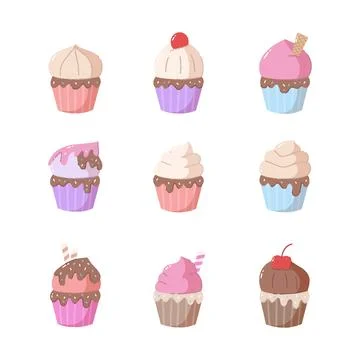Cupcake hand drawn vector illustration Stock Illustration