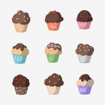 Cupcake hand drawn vector illustration Stock Illustration