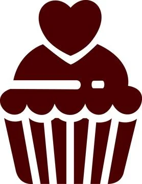 Cupcake with heart flat design icon symbol Stock Illustration