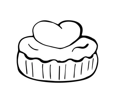 Cupcake with heart hand drawn icon Stock Illustration