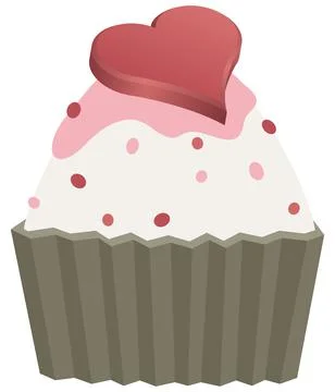 Cupcake with heart 库存插图