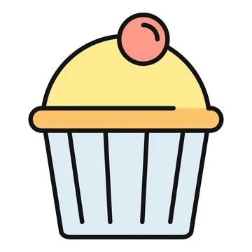 Cupcake with icing and cherry vector icon イラスト素材