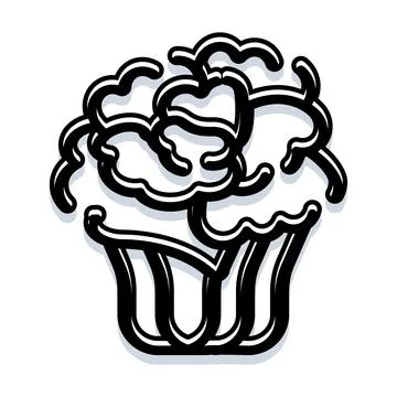 Cupcake with icing line art simple graphic Stock Illustration