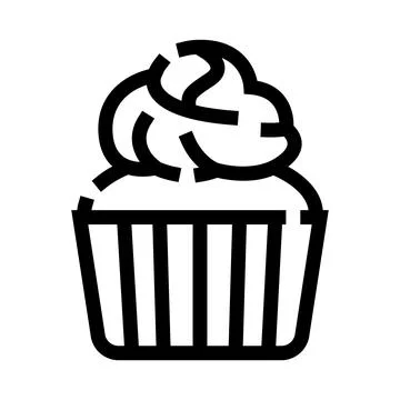 Cupcake with icing line icon dessert concept Stock Illustration