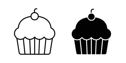 Cupcake icon in black and white. vector icon pack for websites Stock Illustration