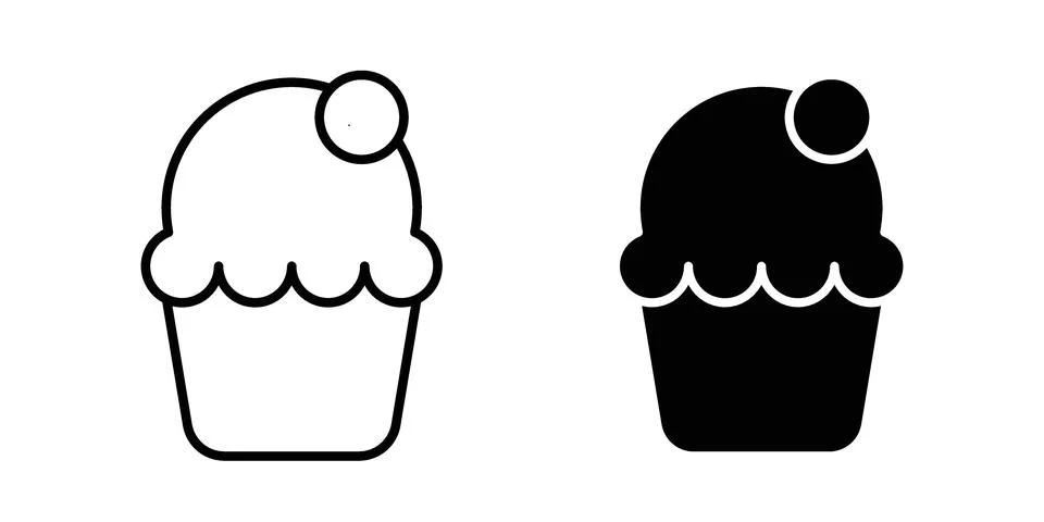 Cupcake icon black vector isolated on white Stock Illustration