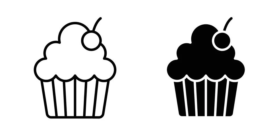 Cupcake icon for design projects and web UI Ilustração Stock