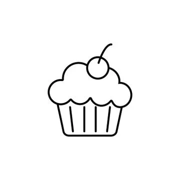Cupcake icon element of bakery icon for mobile concept and web apps. Thin lin Stock Illustration